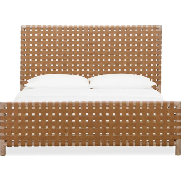 Woven Leather Panel Bed-Eastern King