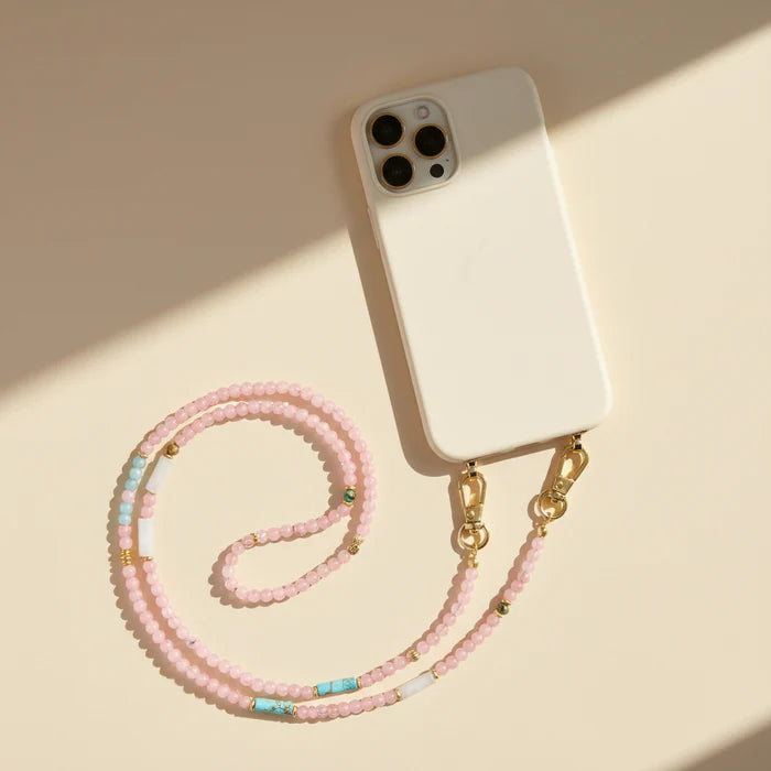 Natural Stone Phone Chain - Pink Jade