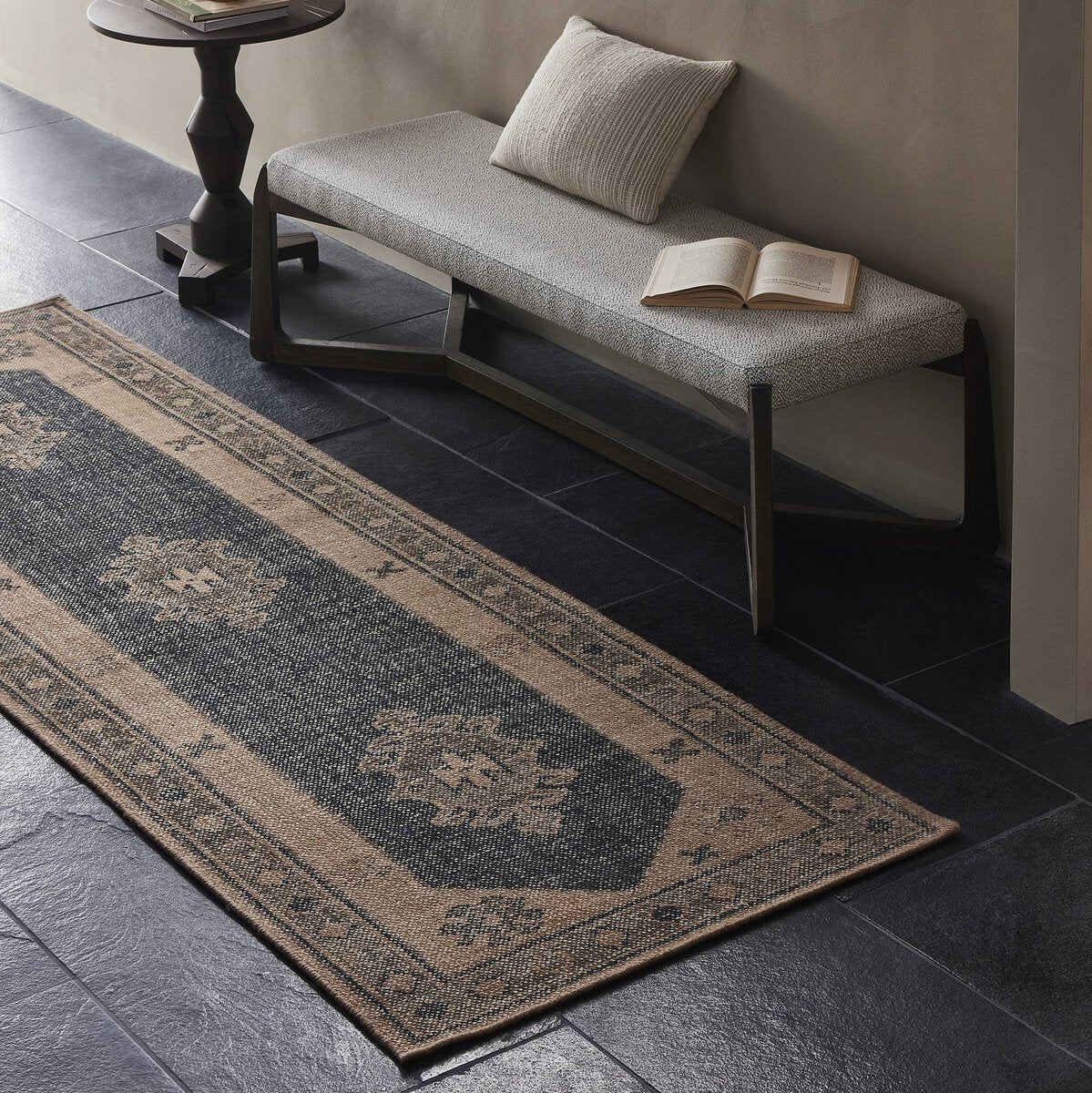 Samsa Navy Hand-Knotted Wool Runner