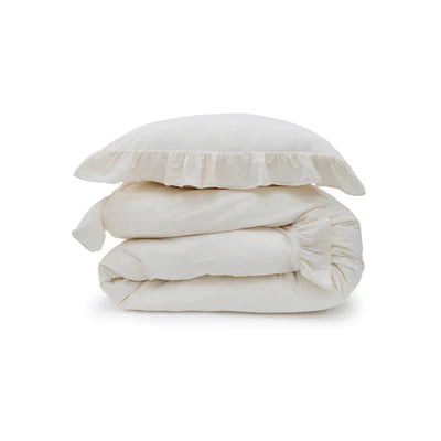 POM POM ROWAN CRINKLED COTTON DUVET SET - GREIGE