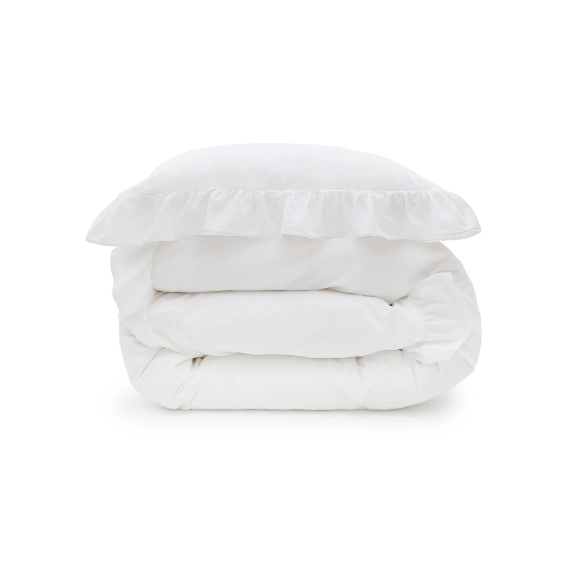 POM POM ROWAN CRINKLED COTTON DUVET SET - WHITE