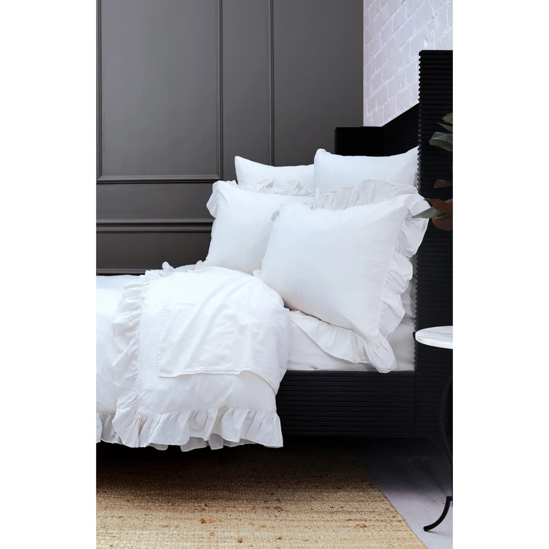 POM POM ROWAN CRINKLED COTTON DUVET SET - WHITE