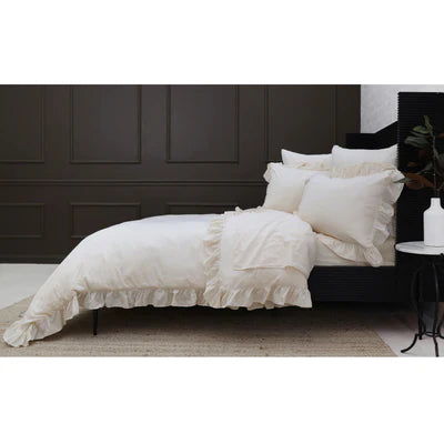 POM POM ROWAN CRINKLED COTTON DUVET SET - GREIGE