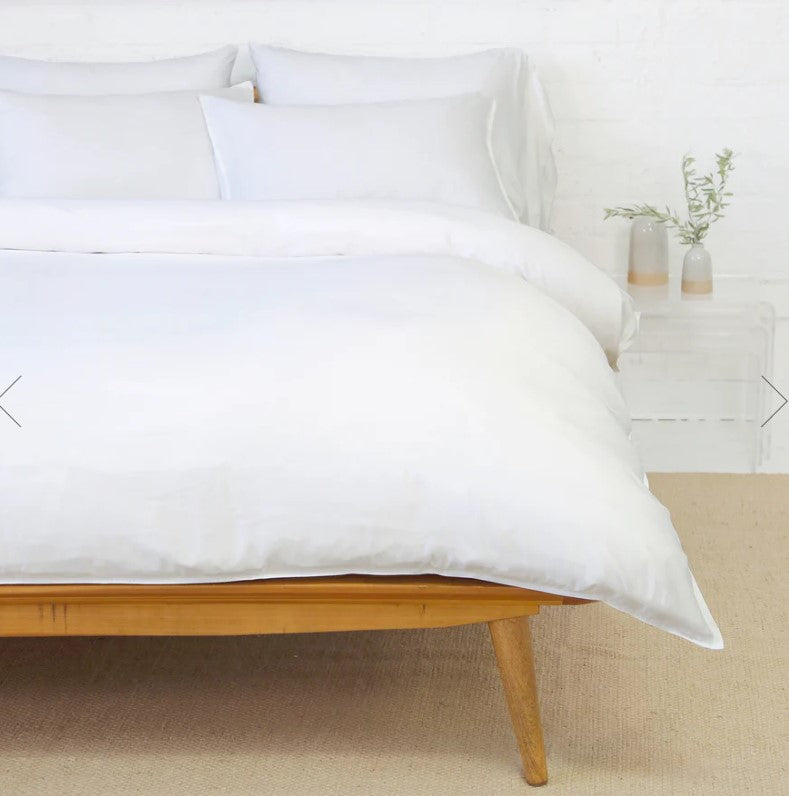 POM POM PARKER COTTON PERCALE DUVET SET - WHITE