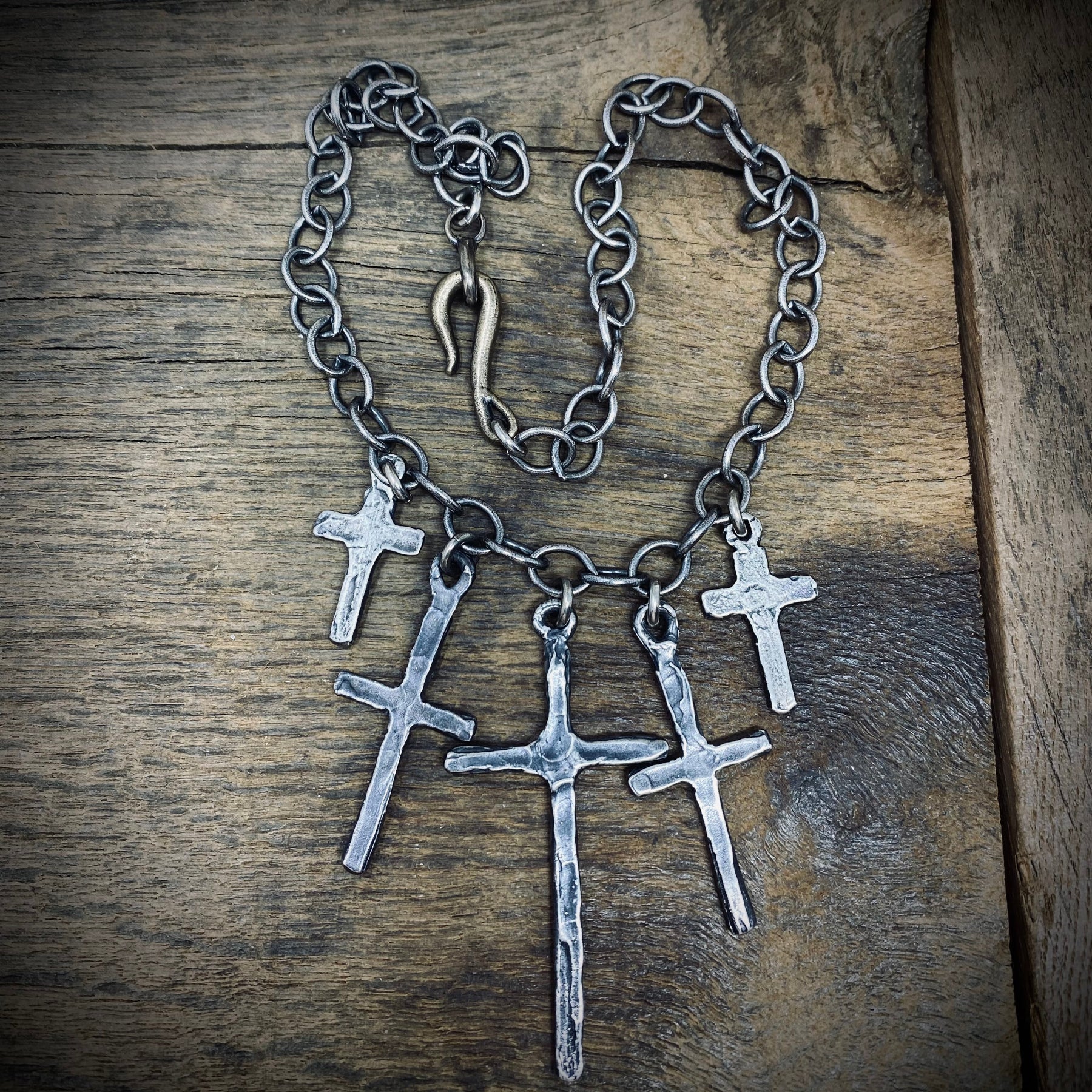 NECKLACE STERLING SILVER FIVE CROSS-SHANNON KOSZYK